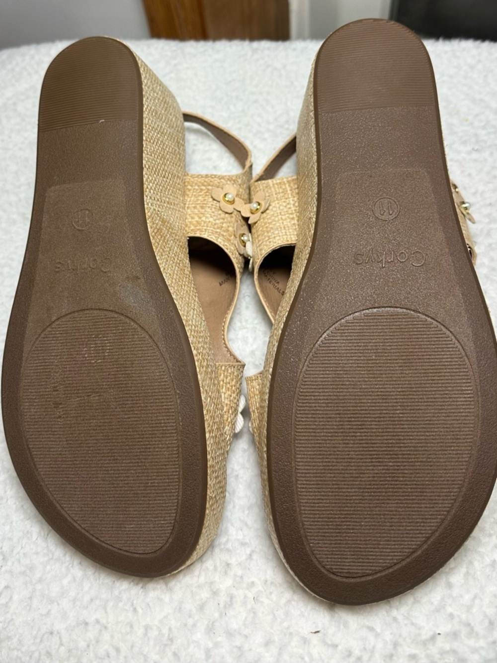 Corkys Women's Carley Raffia Floral Slingback Wedge Sandal size 11 - Picture 6 of 12